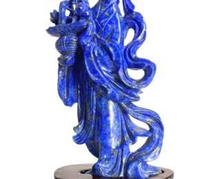 Beautiful Lapis Lazuli Quanyin Chinese Figure
