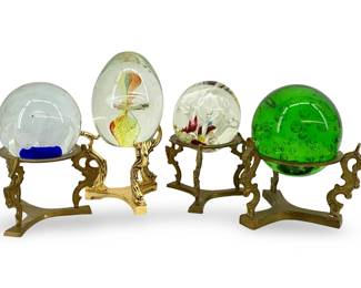 Classic Art Glass Orbs on Stands
