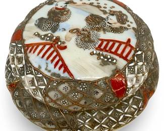 Signed Nippon Style Painted Japanese Trinket Box
