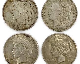 4pc 1921-1935 Morgan/Peace Silver Dollars
