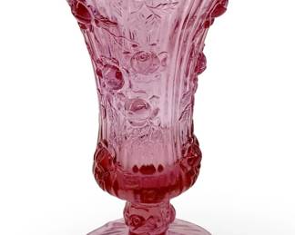 Vintage Pink Art Glass Rose Design Vase

