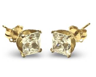 Remarkable 14K White Gold Princess Cut CZ Earrings
