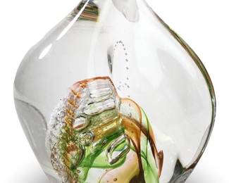 Signed Contemporary Studio Art Glass Paperweight
