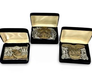 AMA Brass Motorcycle Racing Themed Belt Buckles
