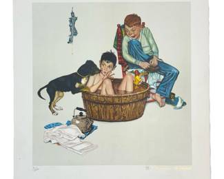 Norman Rockwell “A Lickin' Good Bath" Lithograph

