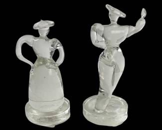 (2) Exquisite Hand Blown Clear Art Glass Figures
