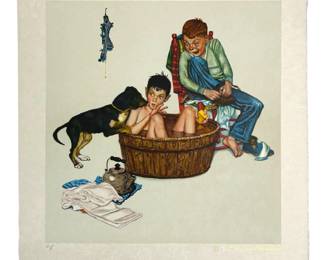 Norman Rockwell “A Lickin' Good Bath" Lithograph
