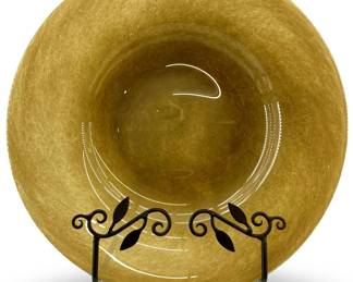 Amber Art Glass Plate on Stand
