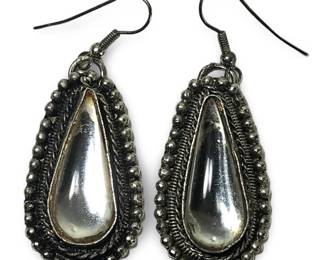 Delightful Pair Sterling Silver Teardrop Earrings
