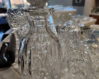 Vintage Waterford crystal decanter and various Waterford glassware bought in Ireland 1970s