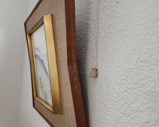 Vintage koi wood block in Vintage frame bought in Japan 1963