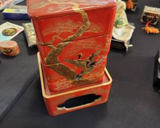 Japanese jubako wooden box Makie Lacquer