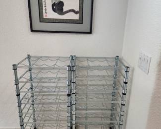 Wine racks and Chinese cat watercolor