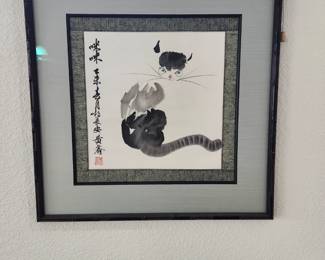 Vintage cat water color