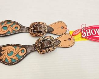 5408 NEW Showman Youth Dark Light Leather Spur Straps