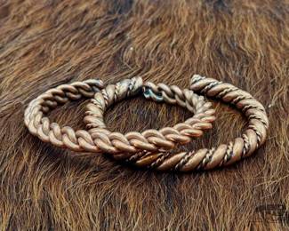 1406 2 Copper Twisted Cuffs, 94.99g