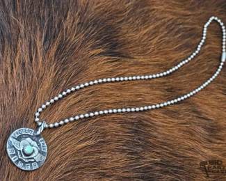 1366 Protect This Rider Necklace with Turquoise