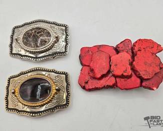 1598 3 Vintage Western Style Belt Buckles