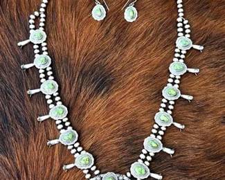 1018 Thomas Francisco Native American Turquoise Sterling Silver Squash Blossom