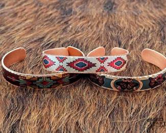1404 3 Western Style Copper Cuffs, 49.02g