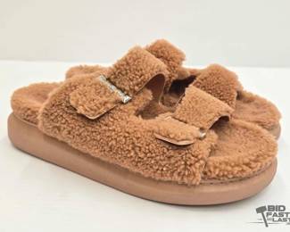 2034 Alexander McQueen Buckle Mohair Platform Sandals