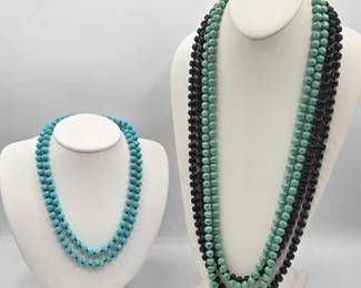 1454 3 Stone Bead Necklaces
