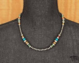 1268 MultiColor Navajo Pearl Necklace , 16.90g