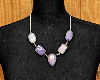 1306 Sterling Silver Amethyst Necklace, 67.07g