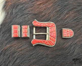 1596 Old Pawn Handmade 4 Piece Ranger Buckle Set, 71.80g
