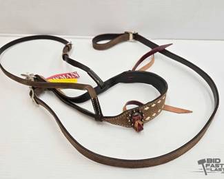 5212 NEW Showman Roughout Leather Tie Down Noseband Strap with Buckstitch Trim