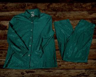 3300 NEW La Ros Green Sequence Top and Bottoms