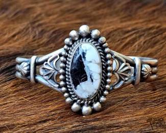 1332 Jimmy Lee White Buffalo Sterling Silver Cuff