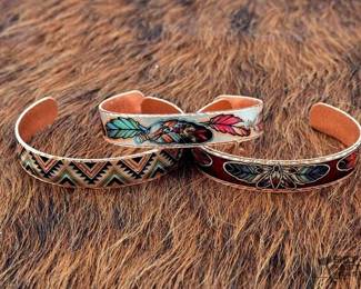 1402 3 Western Style Copper Cuffs, 47.86g