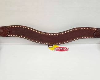 5206 NEW Showman Basketweave Tooled Leather Tripping Collar with White Buckstitch