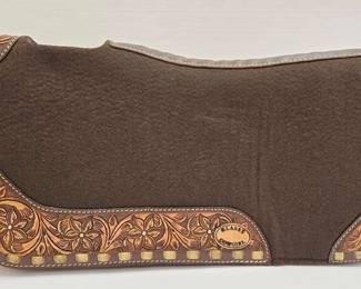 5108 NEW 1 Thick Brown Felt Bottom Tooled Saddle Pad