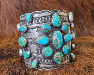 1009 Leeroy James Sonora Gold Turquoise Cuff Bracelet