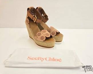 2036 NEW See by Chloe Floral Platform Espadrille Wedge Sandals