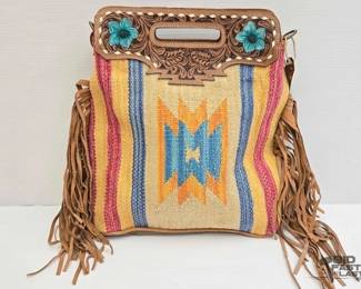 5308 NEW Klassy Cowgirl Tooled Handle Saddle Blanket Handbag