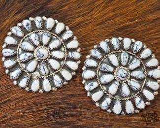 1356 Native American White Buffalo Turquoise Earrings