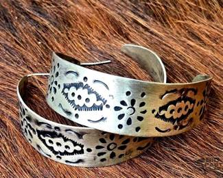 1234 Native American Sterling Silver Hoop Earrings, 20.41g