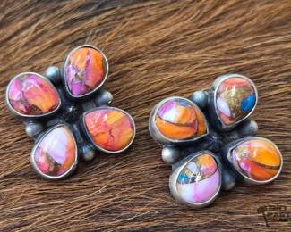 1358 Native American Pink Dream Mojave Sterling Silver Earrings