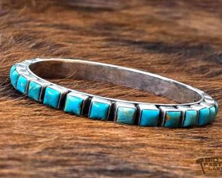 1324 Sterling Silver Chanel Set turquoise Bangle
