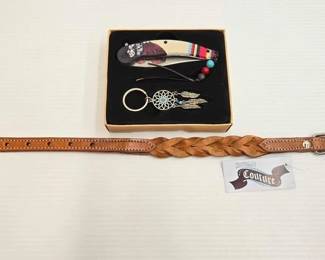 5398 NEW Showman Braided Leather Dog Collar Pocket Knife