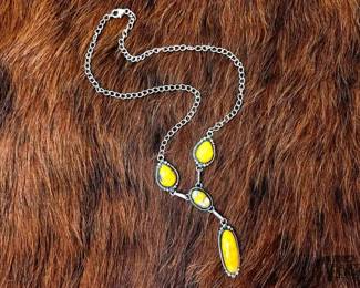 1124 Hespera Native American Sterling Silver Bumblebee Jasper Necklace Artist Stamped