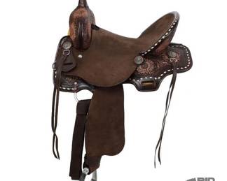 5004 NEW 16 Seat Double T Floral Tooled Barrel Saddle