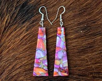 1338 Pink Dream Mojave Slab Earrings