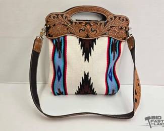 5310 NEW Showman Tooled Handle Saddle Blanket Handbag
