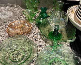 Beautiful green depression glass 
