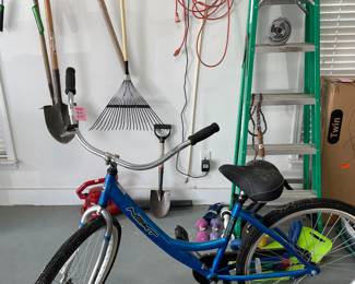 Bicycle, tools, ladder