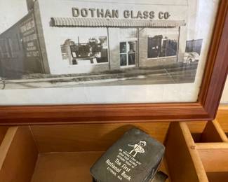 Car bank from First Nat'l Bank of Dothan, vintage photo of Dothan Glass